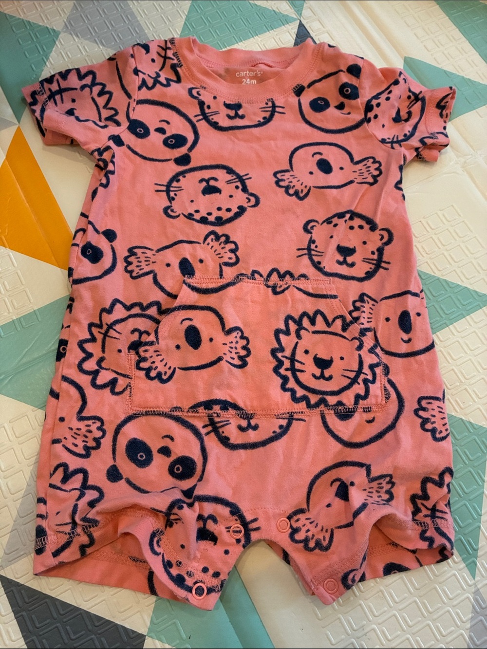 20/25$ 🧸 Carter's Pink Animal Print Baby One-Piece Romper